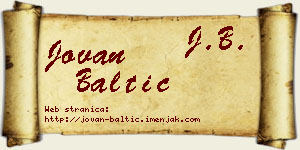 Jovan Baltić vizit kartica